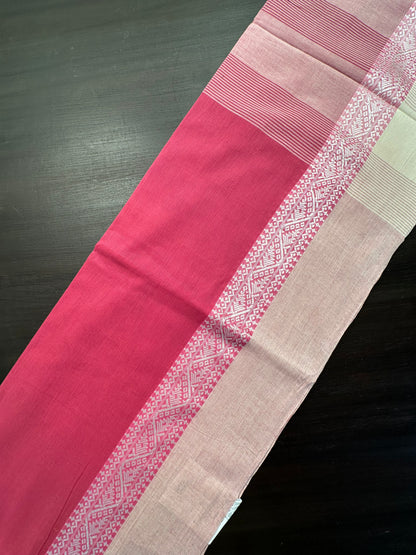 Dusky Pink-Beige Piku Bengal Cotton Saree