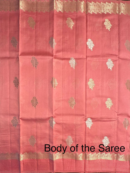 Coral Pink Vishakha Pure Silk Saree
