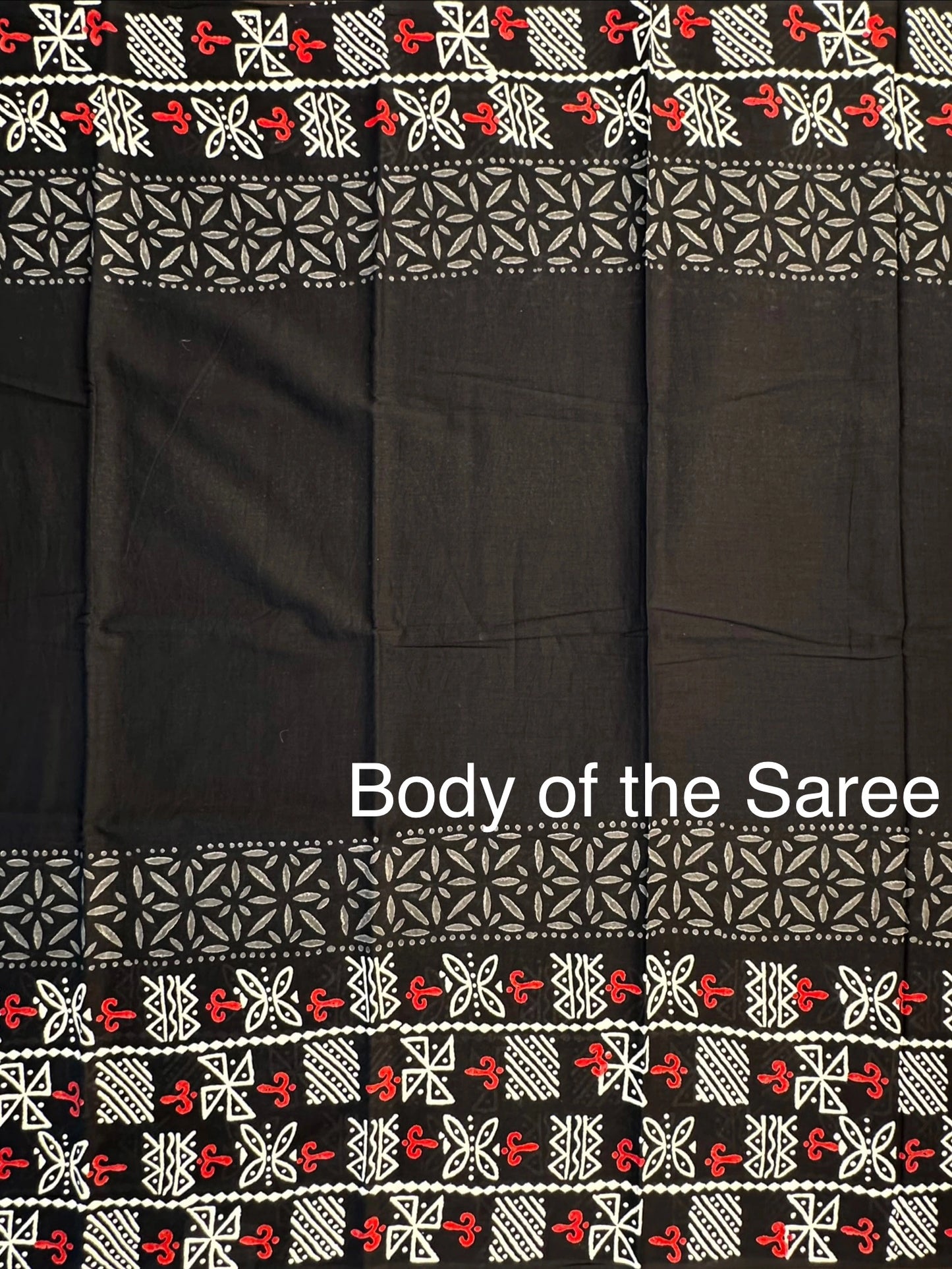 Black Baag Hand Block Print Pure Cotton Saree