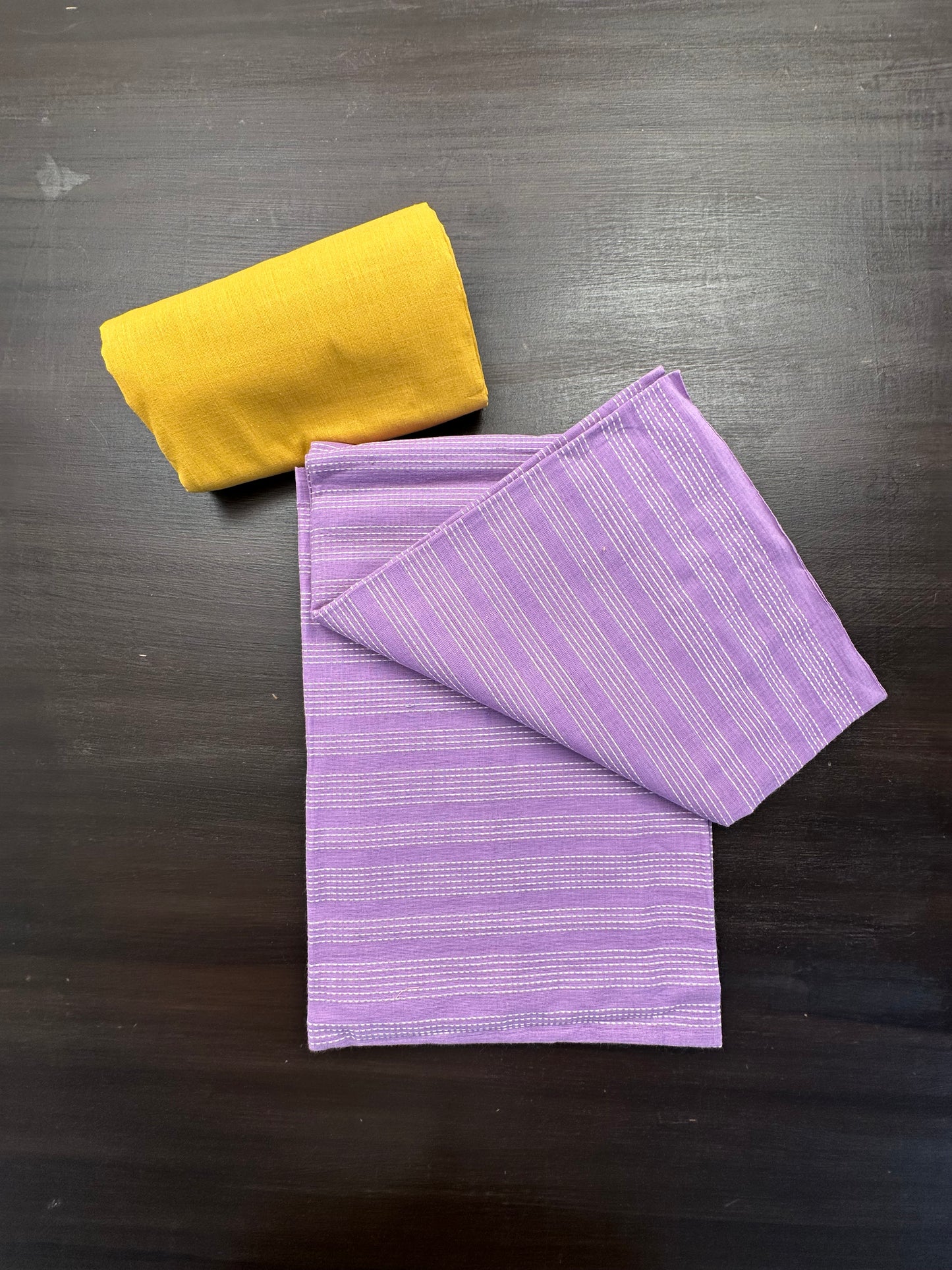 Mauve-Yellow Striped South Cotton 3-Piece Suit