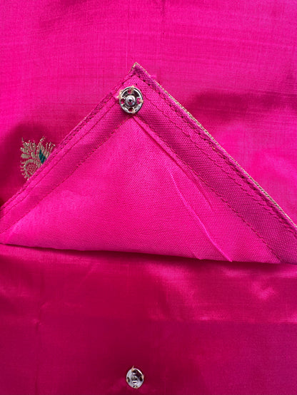 Magenta Pure Silk Saree Bag With Pouch