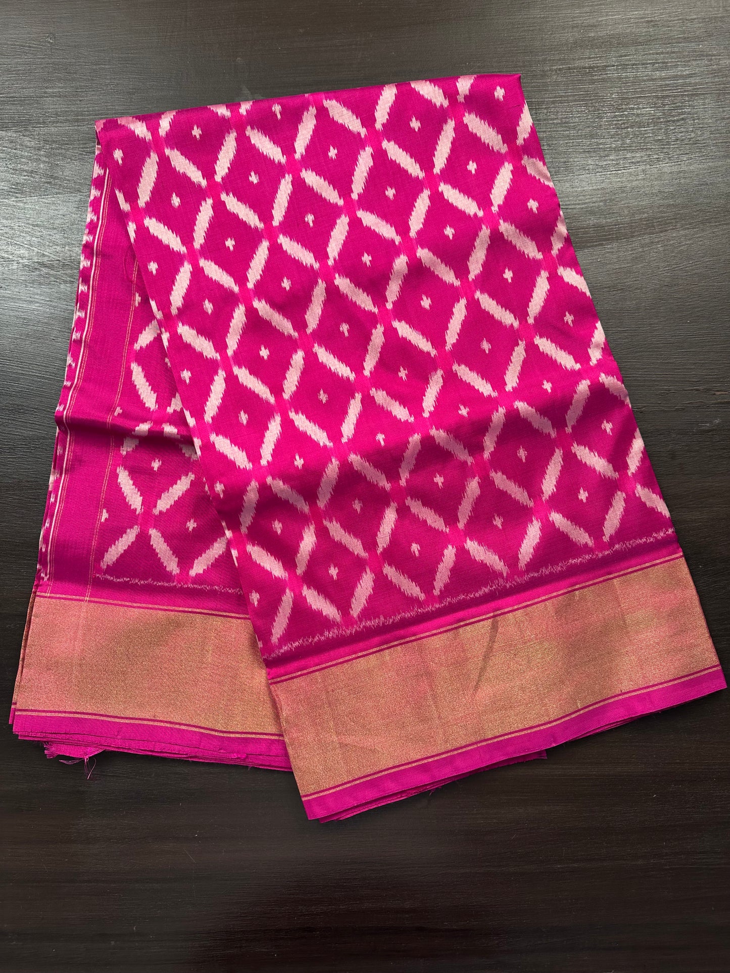 Magenta Ikkat Patola Handloom Silk Saree