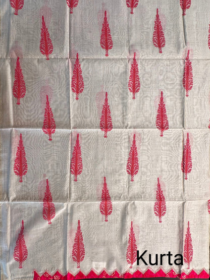 Beige-Rani Block Printed Fancy Cotton Suit