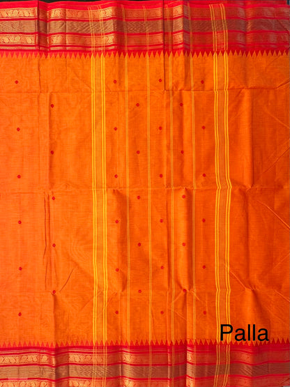 Orange Narayanpet Cotton Saree