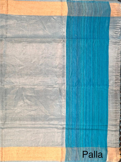 Firozi Emboss Pure Tissue Silk Saree