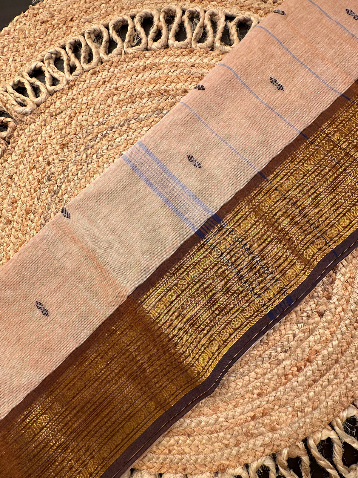 Beige-Brown Narayanpet Cotton Saree