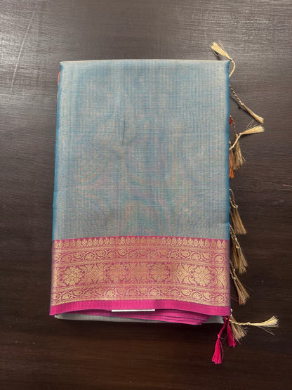 Teal Blue Amrit Tissue Saree