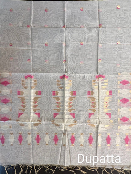 Pink Jacquard Handloom Suit