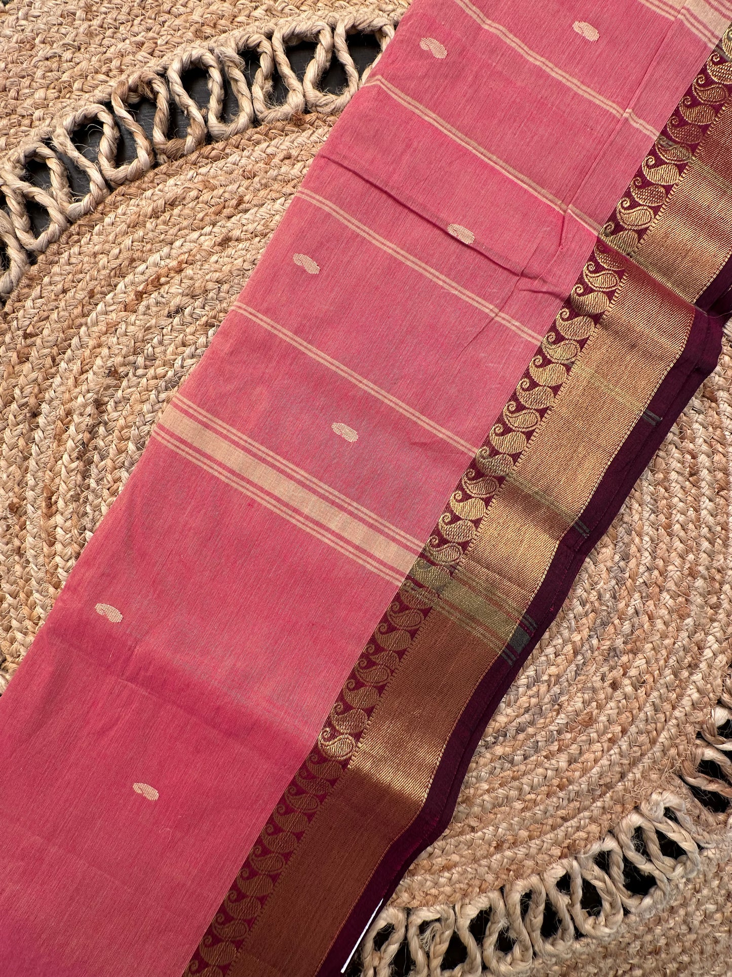 Pink Narayanpet Cotton Saree