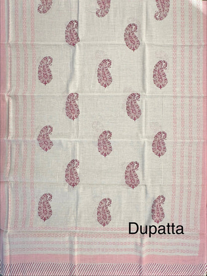 Pink Jute Cotton 3-piece Unstitched Suit