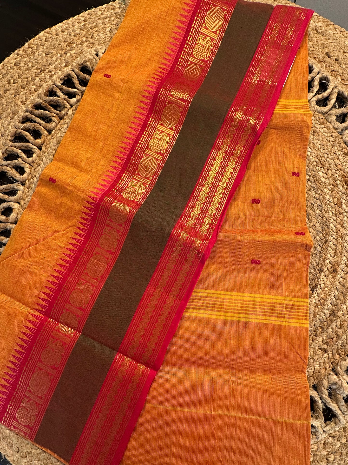 Mustard Narayanpet Cotton Saree