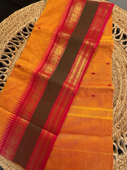 Mustard Narayanpet Cotton Saree