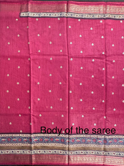 Maroon Muga Silk Saree