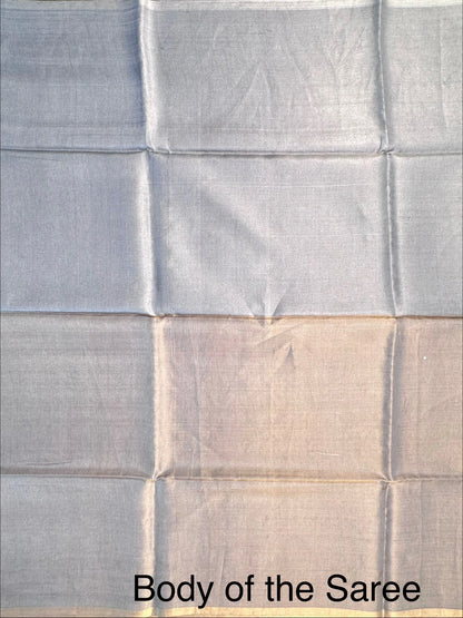 Bluish Grey Pure Tissue Silk Saree