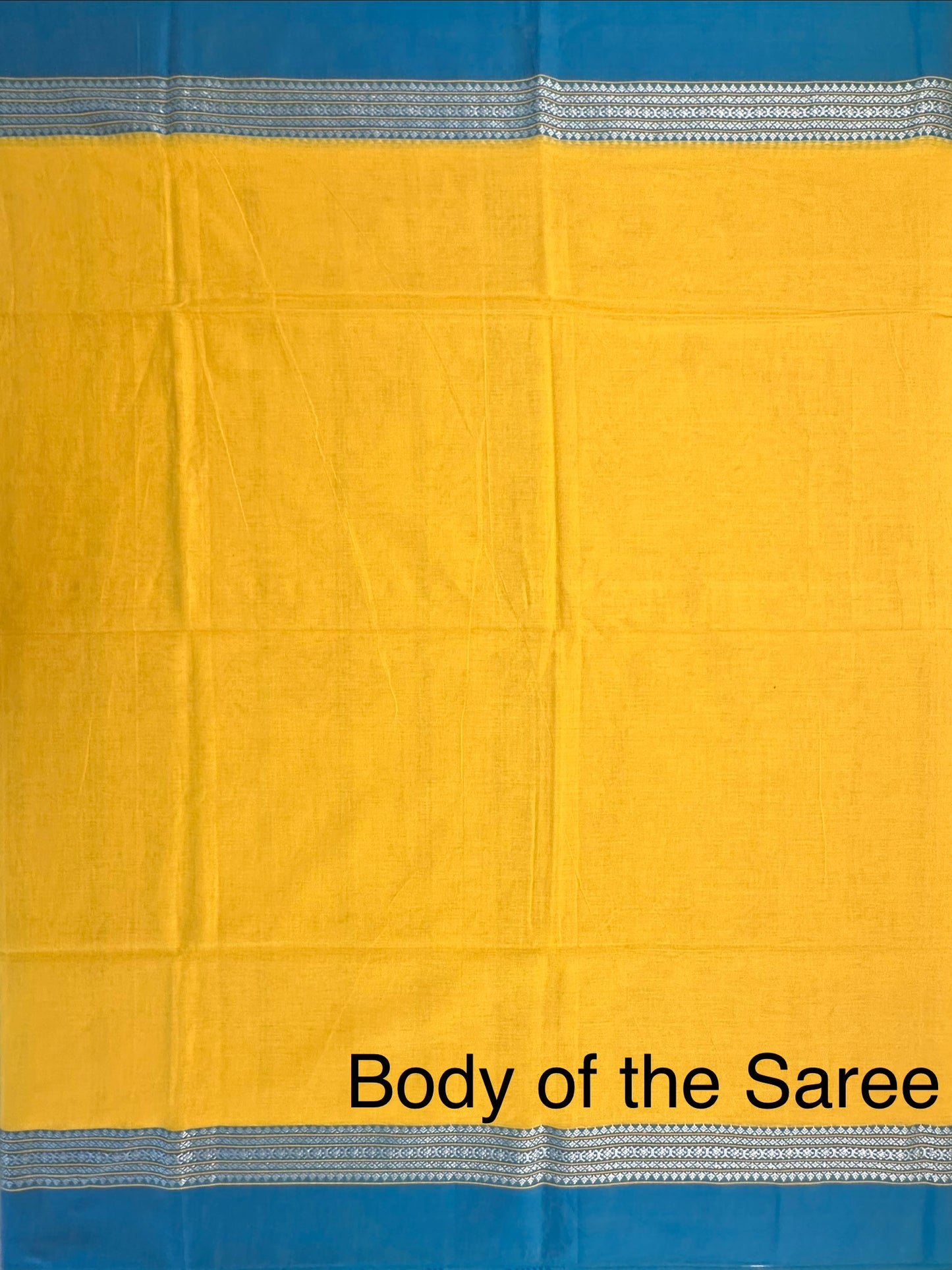 Yellow-Firozi Piku Bengal Cotton Saree