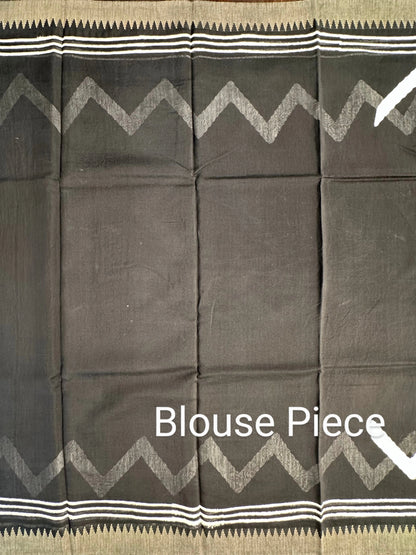 Black Temple Border Chanderi Saree