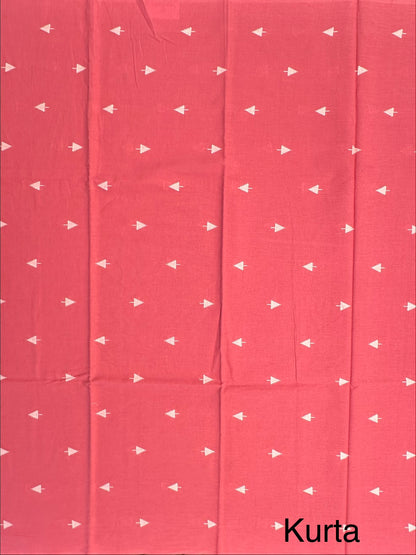 Coral Pink Unstitched South Cotton Suit