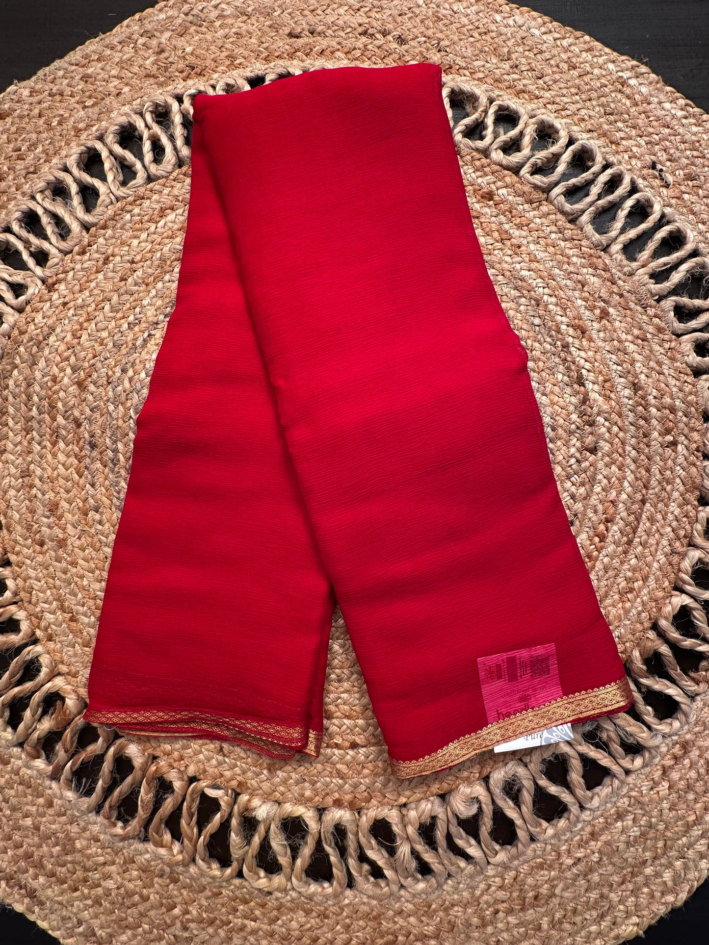 Red Pure Chiffon Saree