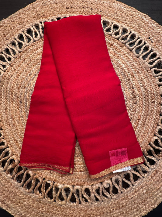 Red Pure Chiffon Saree