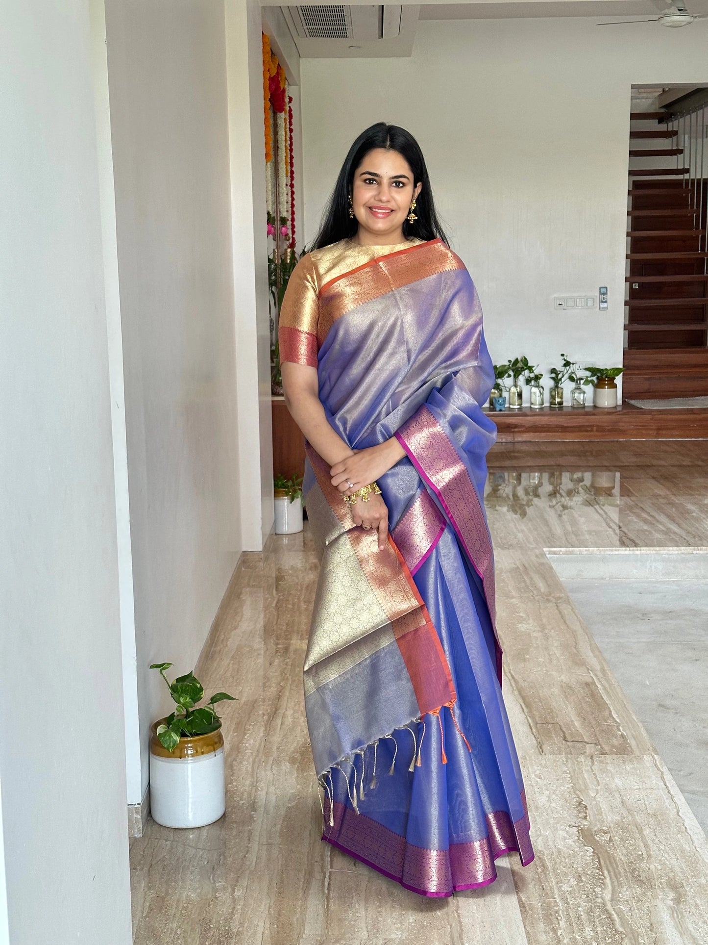 Blue Amrit Tissue Saree