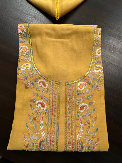 Mustard Pittan Work Cotton 3-Piece Suit