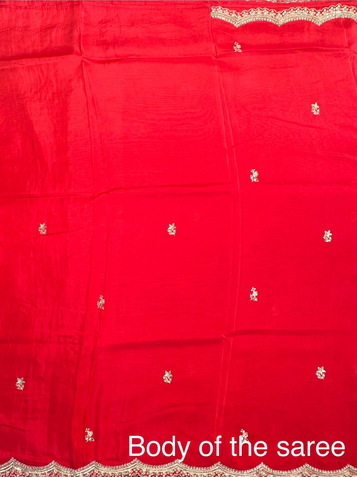 Red Artificial Crepe Saree With Hand Work