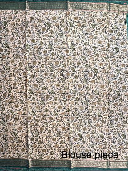 Bottle Green Muga Silk Saree