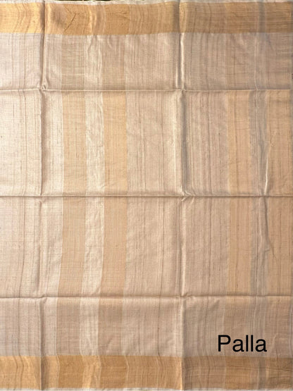 Beige Handloom Tussar Silk Saree