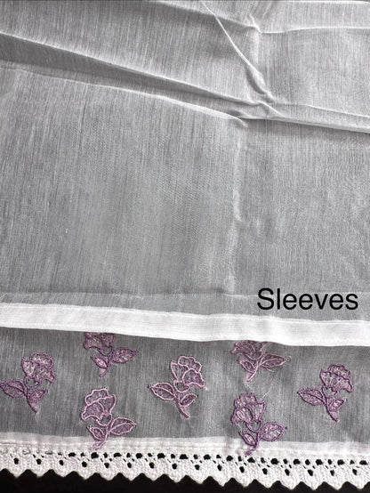 Off White-Purple Chanderi Suit