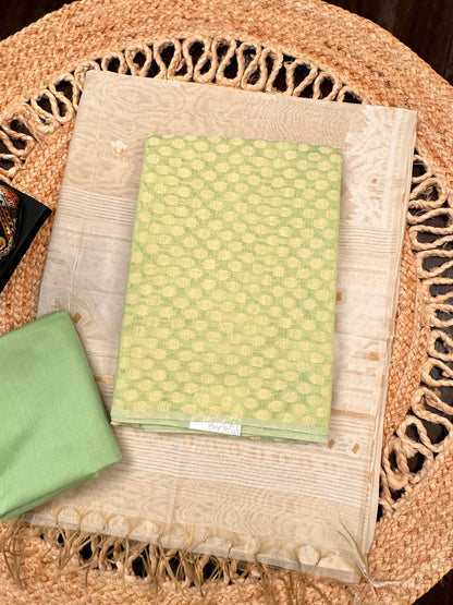 Parrot Green Jacquard 3-piece Unstitched Cotton Suit