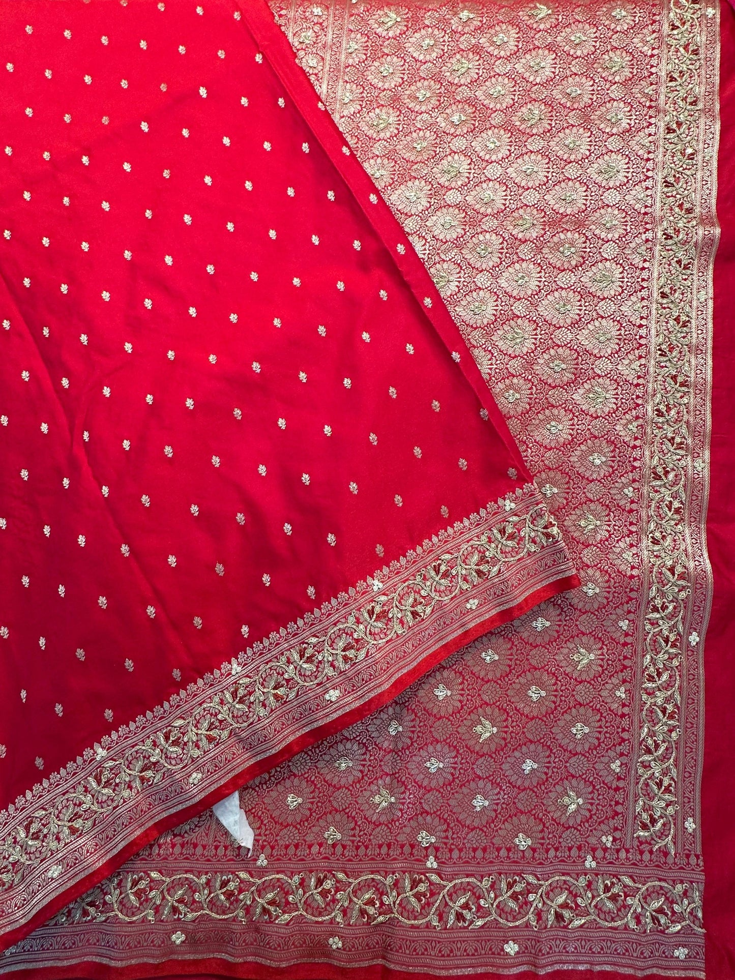 Pinkish Red Blended Silk Saree