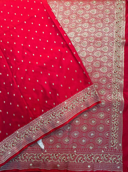 Pinkish Red Blended Silk Saree