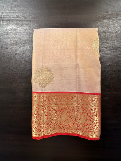 Beige Pondicherry Handloom Pure Silk Saree