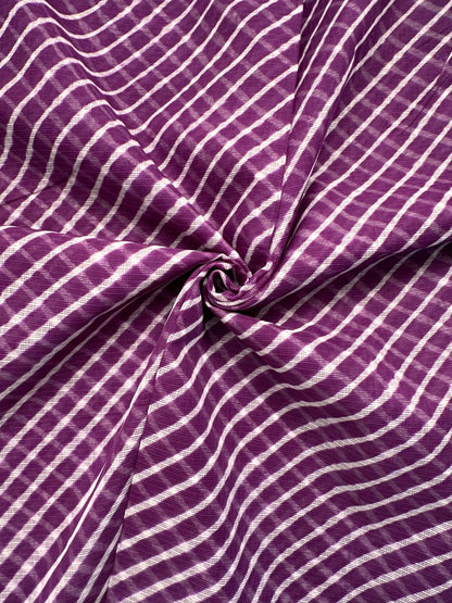 Purple Khat Leheriya Kota Doria Pure Cotton Saree