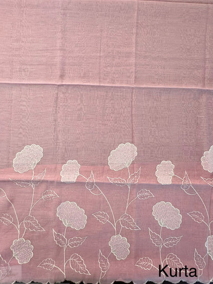 Pink Cotton Chanderi 3-Piece Unstitched Suit