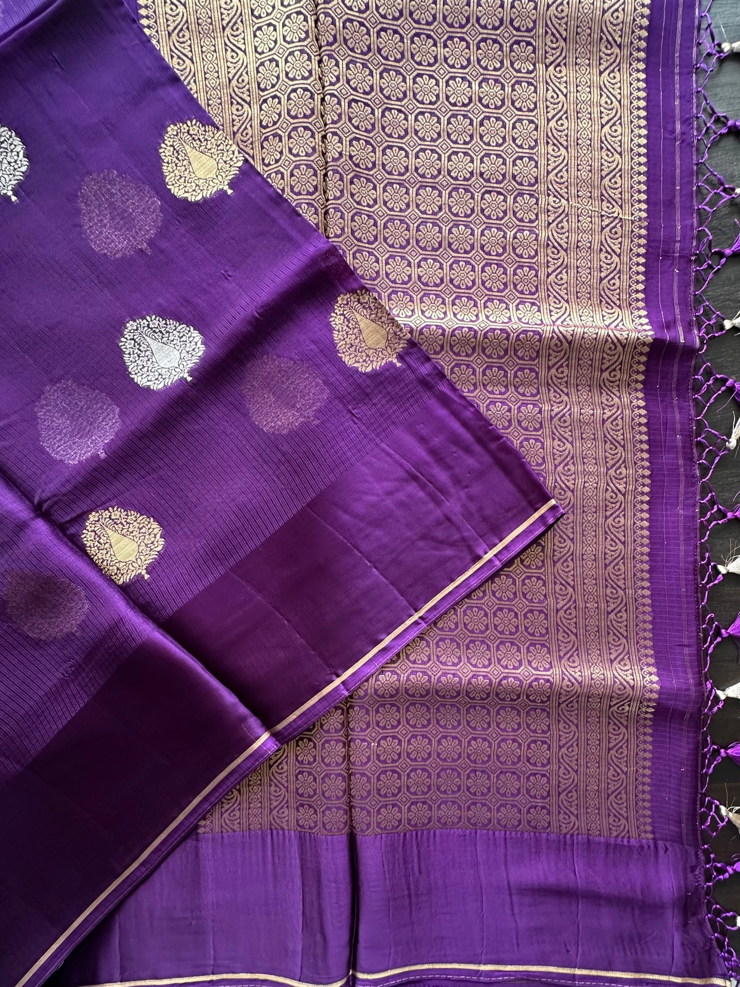 Purple Manika Kota Doria Art Silk Saree