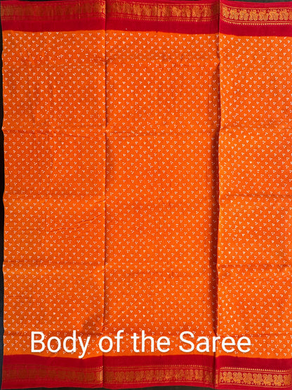 Orange Soongadi Cotton Saree