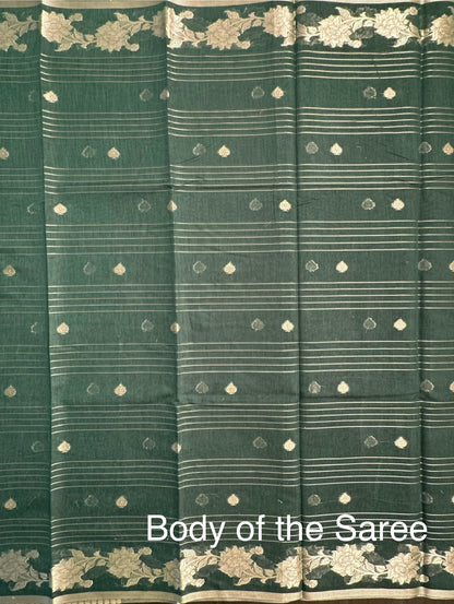 Bottle Green Chanderi Cotton Saree