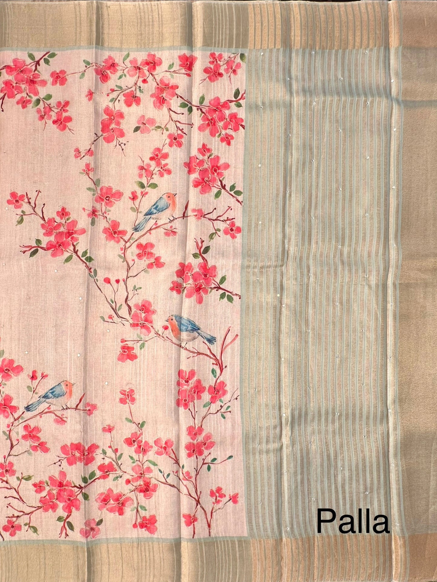 Beige-Pista Green Diraa Tissue Saree