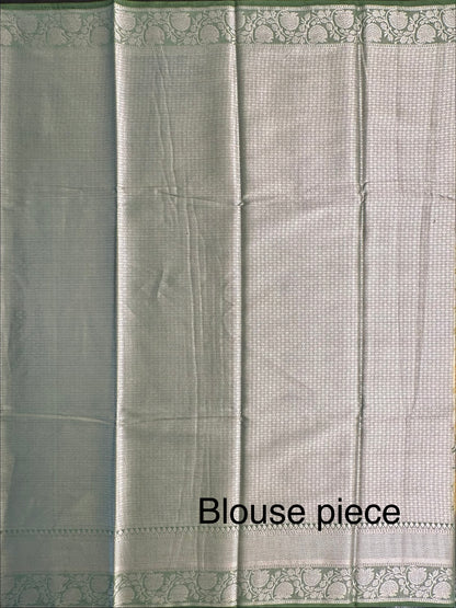 Mustard-Bottle Green Vartika Tissue Saree