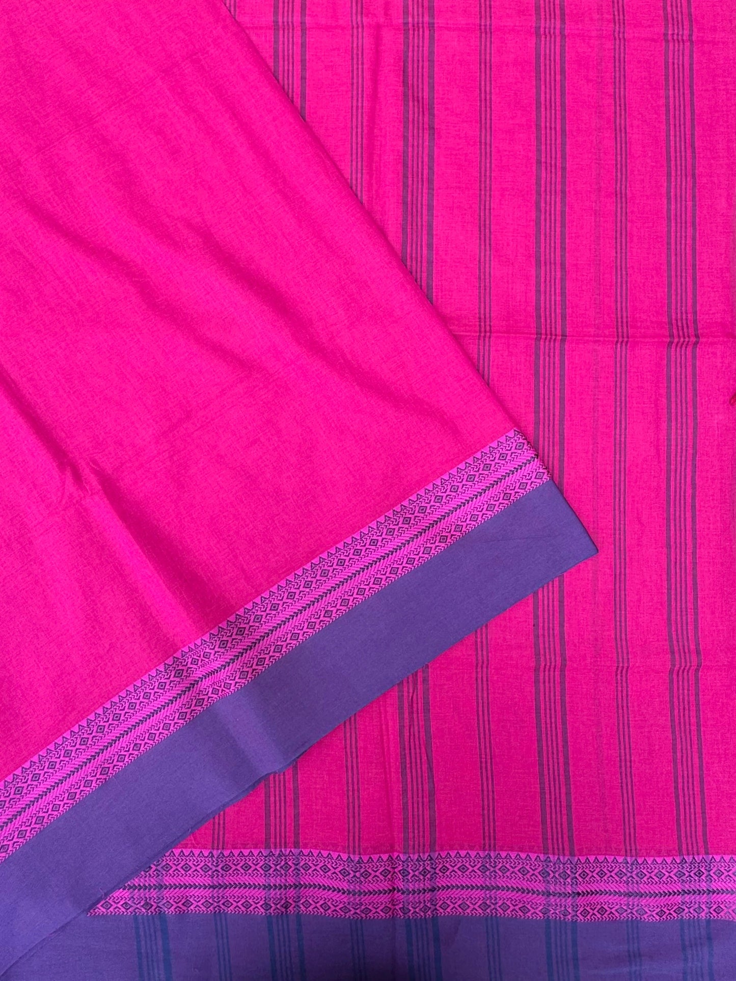 Magenta-Purple Piku Bengal Cotton Saree