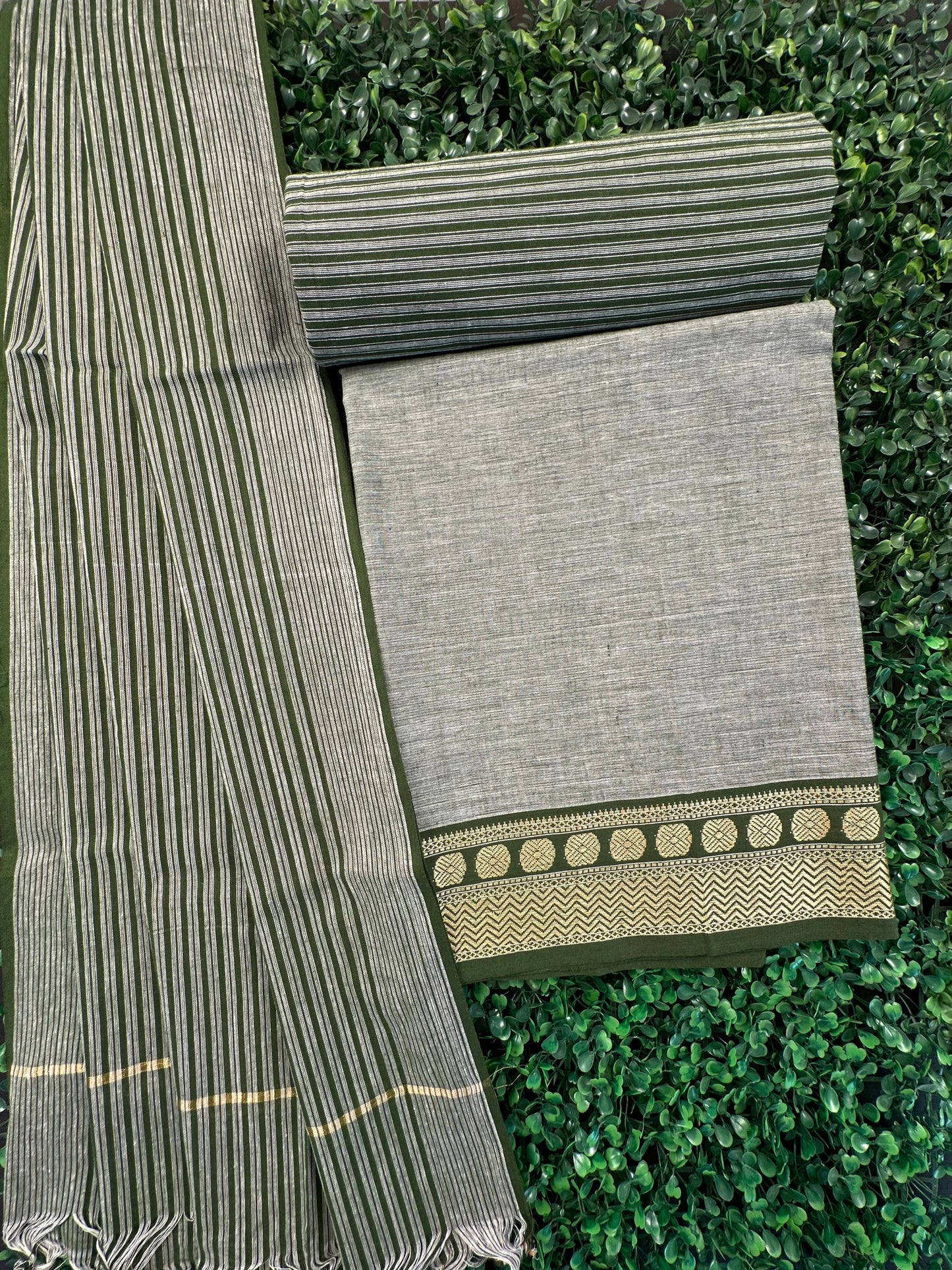 Pista Green Dharwad South Cotton 3-Piece Suit