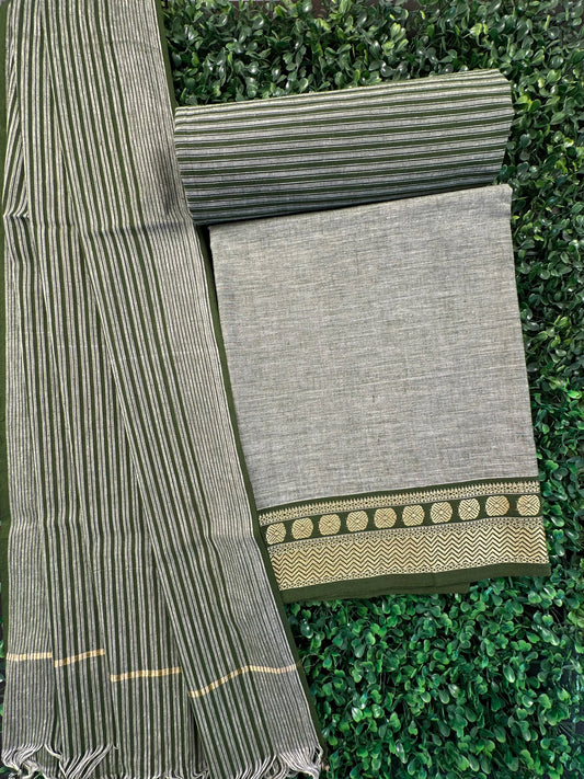 Pista Green Dharwad South Cotton 3-Piece Suit