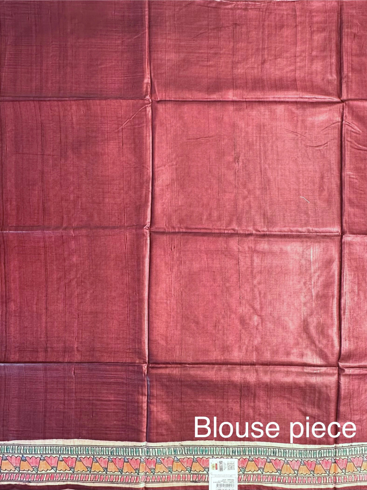 Maroon Madhubani Art Pure Tussar Silk Saree