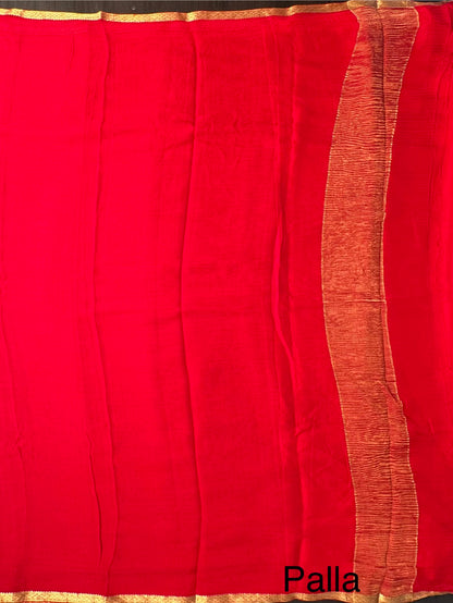 Red Pure Chiffon Saree