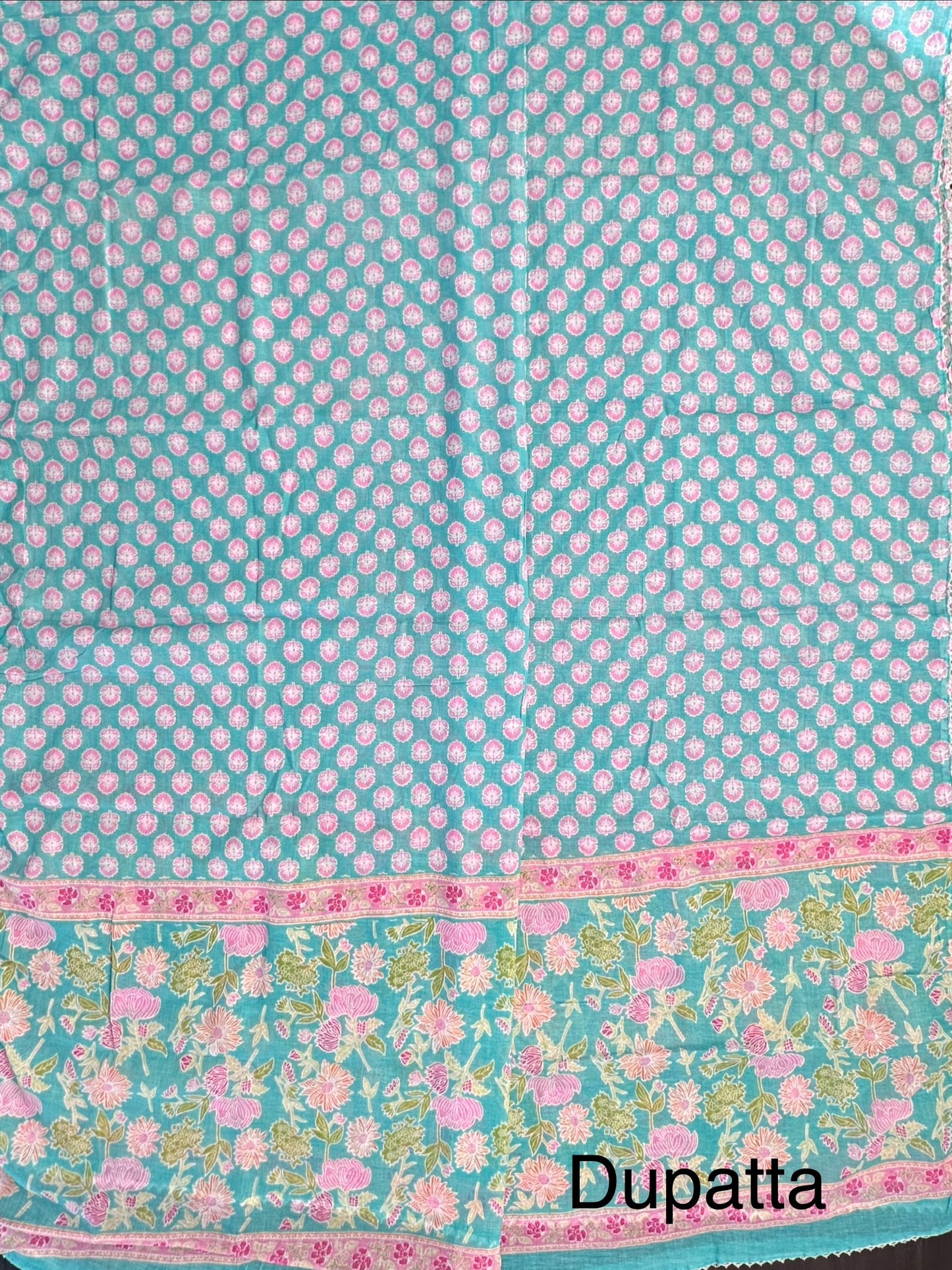Sea Green Jaipuri Necktie Cotton 3-Piece Suit