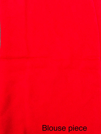 Red Bandhej Chinon Saree