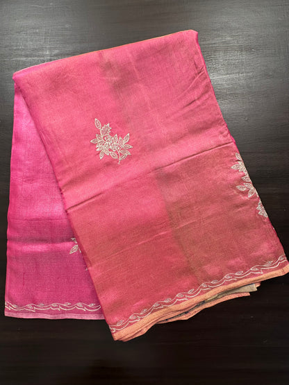 Rani Aari Work Tissue Silk Saree