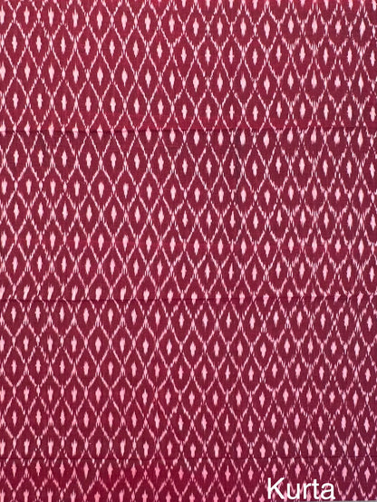 Maroon Ikkat Handloom Cotton Unstitched 3-Piece Suit