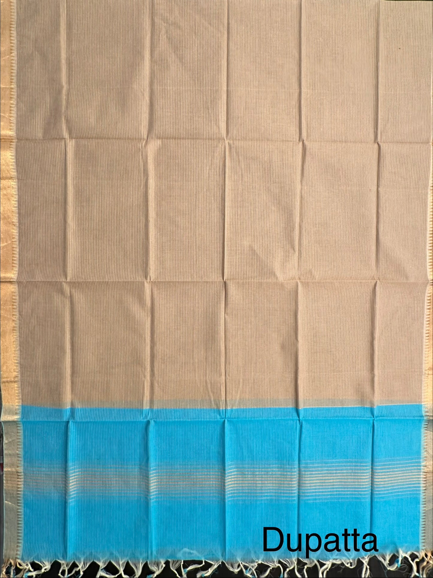 Firozi-Beige Mangalgiri Pure Cotton Unstitched 3-Piece Suit